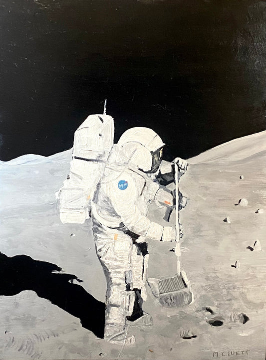 Apollo 17 Astronaut Harrison Schmitt Collecting Moon Rocks